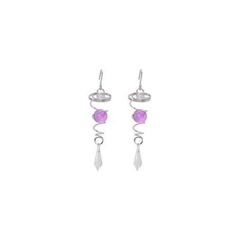 Lot de 2 carillons éoliens en spirale, stabilisateurs et boules de jardin, en acier inoxydable, violet. (1/5)