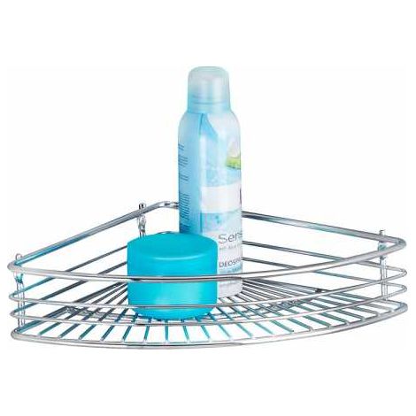 WENKO Mensola angolare per doccia, mensola angolare per bagno, Milano, Acciaio, 31,5x6x22,5 cm, Lucido (1/6)