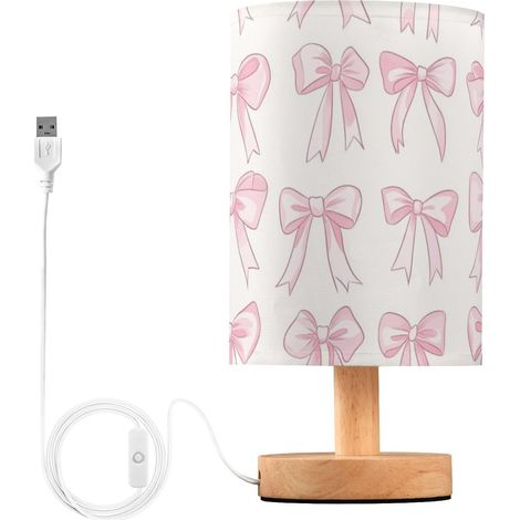 Kcldeci Lampe de chevet motif nœuds roses pour chambre à coucher (1/5)