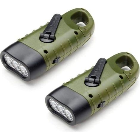 Wiederaufladbare Solartaschenlampe (2er-Pack), Handkurbeltaschenlampe mit LED-Notlichtgenerator (1/5)