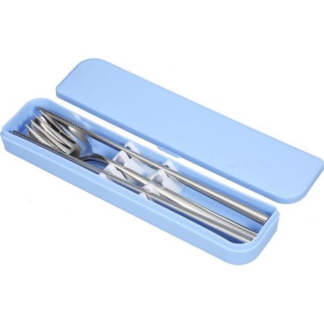 304 Stainless Steel Portable Flatware Set Utensils Reusable Travel Cutlery with Case Chopsticks Spoon for School Office Camp (1/5)