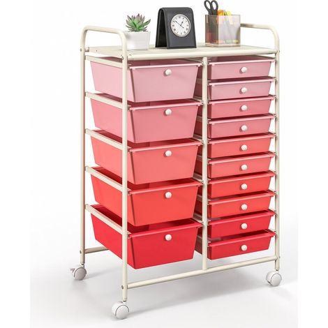 15 tiroirs chariot de rangement roulant, organisateur multi-usage pour maison, bureau, garage et école (1/5)