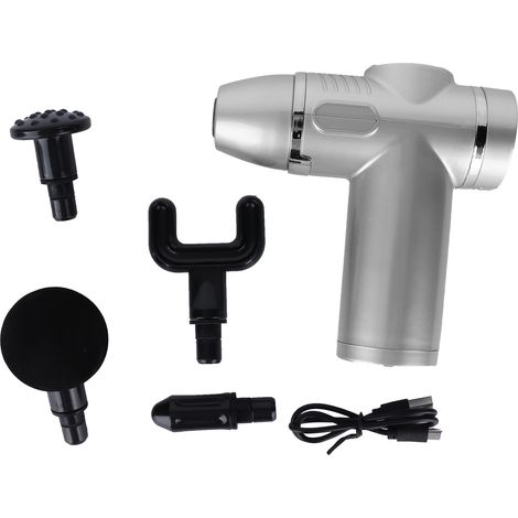 Mini Masseur à percussion portable gris soulagement douleurs musculaires appareil massage profond corps mains libres (1/5)
