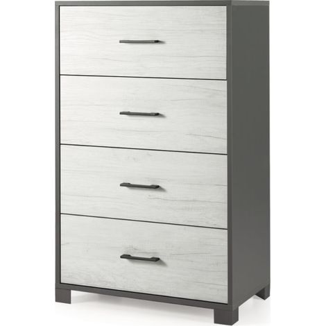 Cassettiera in legno 70x122h cm con 4 cassetti Titanio - LUCILLA (1/3)