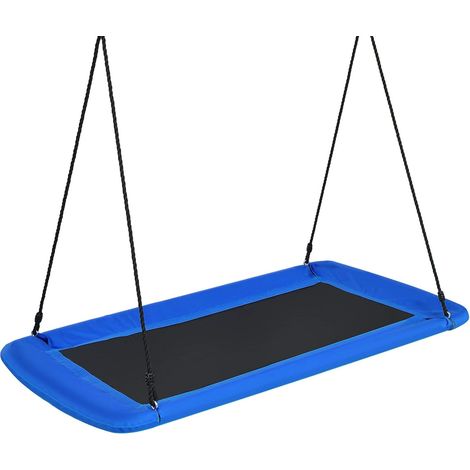 COSTWAY Columpio de Nido Columpio Colgante para Niño Cuerda Ajustable de 100-180 cm Carga hasta 315 kg para Jardín Interior Exterior (Azul) (1/5)