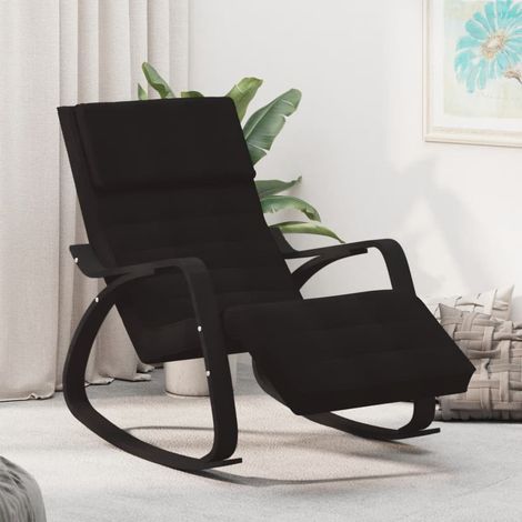 Chaise à bascule Fauteuil berçant - Chaise de salon Noir Tissu BV742818 - BonneVie (1/5)