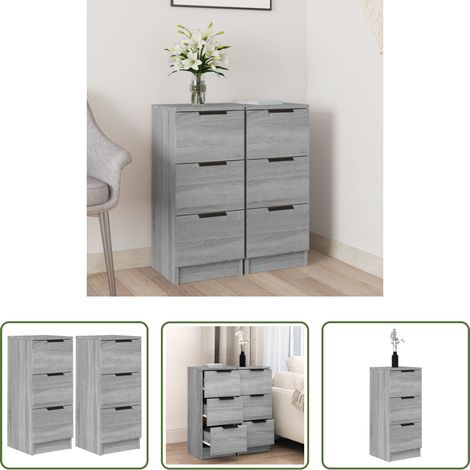 Armoire - Buffets 2 pcs Sonoma gris 30x30x70 cm Bois d'ingénierie (1/5)