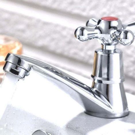 1 paire de robinets de lavabo, robinet de lavabo à levier cruciforme pour eau froide et chaude pour salle de bain (1/3)