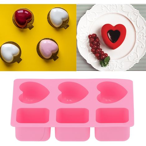 Moule à gâteau rectangulaire en forme de cœur à 6 grilles, moule à savon en silicone, outil de cuisson pour la cuisine et la pâtisserie à domicile (1/5)