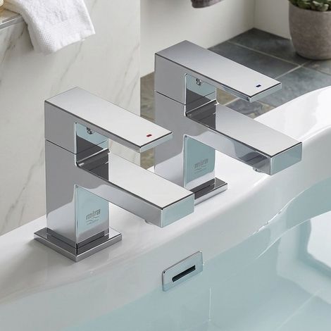 Mira Showers Evoco Square Basin Pillar Taps Chrome - 1 Pair 2.1977.018 (1/3)