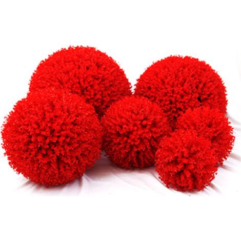 Lot de 2 boules décoratives artificielles pour plantes, boules décoratives pour pelouse, fleurs artificielles, rouge, 18 + 30 cm (1/5)