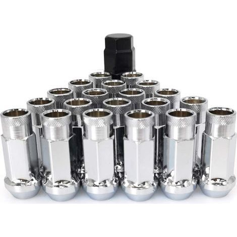 Dadi per ruote aperti M12 x 1.5 da 48 mm con sede conica e controdado forgiato, set da 20 (1/5)