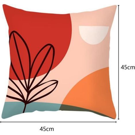 TAIE OREILLER Housse doreiller remplaable anti-rides belle couverture doreiller imprimée géométrique abstraite style-1 8 (1/4)