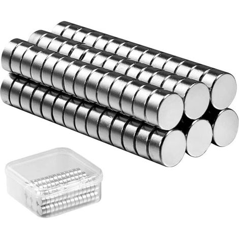 60PCS Petits Aimants de Réfrigérateur,Aimants Néodyme Puissants,Magnet Mini Aimant Frigo Punaise Métalliques pour Tableau,Images,Carte,Tableau Blanc,Calendrier,6mmx3mm (1/4)