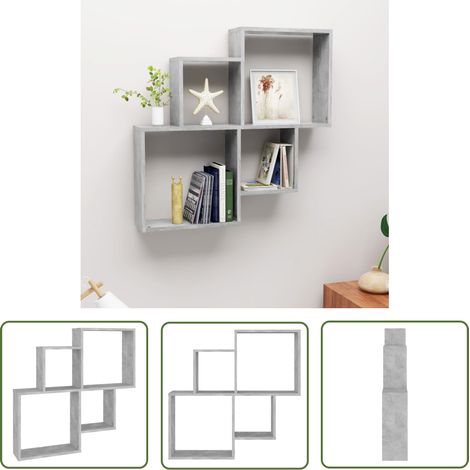 The Living Store Würfelregal Betongrau 80x15x78,5 cm Holzwerkstoff - Beton Grau Regal - Wandregal - Wohnwandregal - Holzwerkstoff Regal - Stauraum (1/5)
