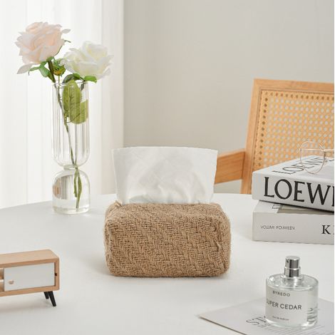 Boîte à mouchoirs en tissu coton et lin, style japonais minimaliste, housse de rangement pour mouchoirs, design élégant et pratique pour salon, chambre, bureau et décoration intérieure (1/5)
