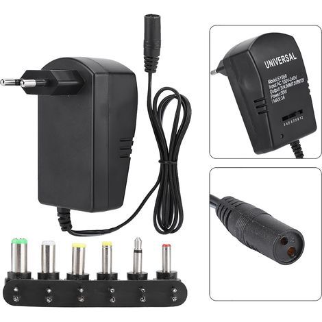 Adaptateur secteur universel 30 W, tension réglable 3 V-12 V, avec 6 connecteurs (prise UE 100-240 V) (1/5)