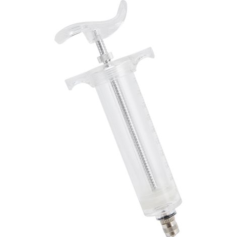 Seringue vétérinaire en plastique et acier, injecteur manuel réglable pour l'alimentation des animaux d'élevage, 50 ml, 16,5 cm / 6,5 pouces (1/5)
