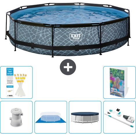 Exit Pool Rund - Steinoptik - 360x76 cm - 7-teilig S268