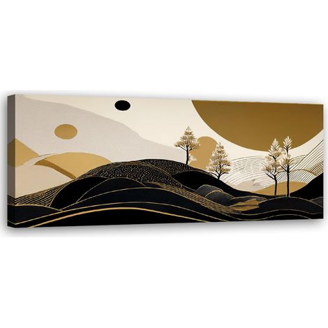 Tableau déco Abstraction Paysage Glamour Or 90x30 (1/5)