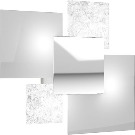 Plafonnier Moderne 1088/45-Fa Verre Blanc Et Feuille D'Argent 4Xg9 (1/3)
