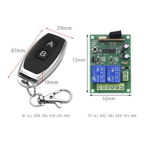 NALOOKAMIC  Commutateur de télécommande sécurisé DC 12V sans Fil 433Mhz RF 10A récepteur de Relais avec 2 émetteurs, pour Moteur, lumière, Porte de Portail