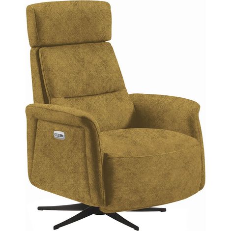 Altobuy – Fauteuil relax électrique microfibre moutarde – Inclinaison 150° – Système bi-moteur – Port USB – Hauteur d'assise 48cm (1/4)