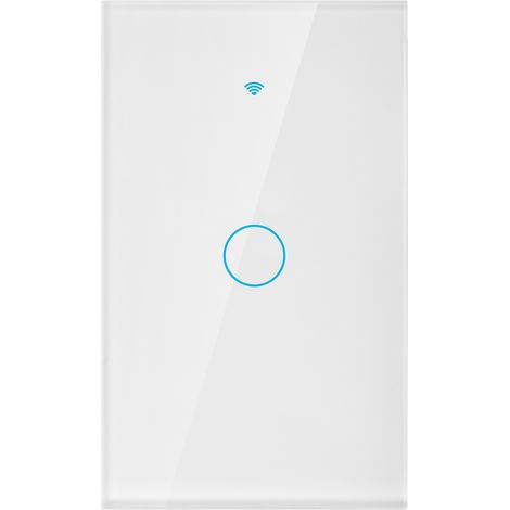 Interrupteur tactile WiFi à un seul cercle pour Alexa et Google, unidirectionnel, CA 90-250 V (prise américaine blanche) (1/5)