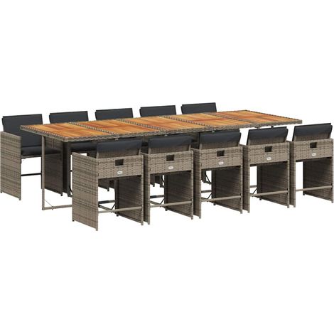 Maison Exclusive - Set da Pranzo da Giardino 11pz con Cuscini in Polyrattan Grigio (1/5)