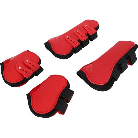 Ensemble de guêtres avant-arrière réglables, protection pour les jambes, équipement d'équitation, rouge, taille L (1/5)