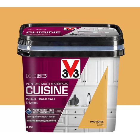 Peinture Multi-Matériaux Cuisine V33 Déco LAB Moutarde Satin 0,75 L (1/3)