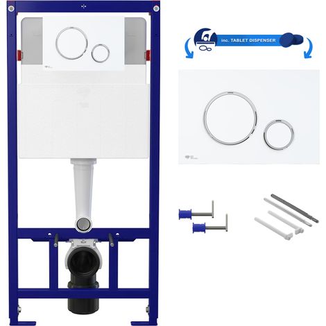 Concealed 1.12m Wall Hung Cistern Frame - Gloss White , Chrome Trim (1/4)
