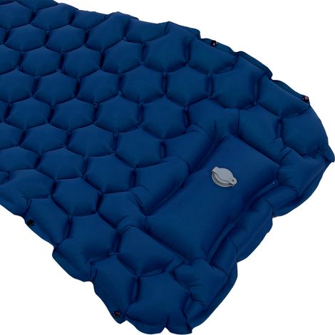 Matelas de camping gonflable avec repose-pieds, matelas de sol, coussin gonflable pour tente, randonnée et voyage - Bleu violacé (1/5)