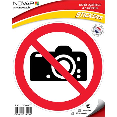 Panneau Appareil photo interdit - Vinyle adhésif Ø180mm - 4036182