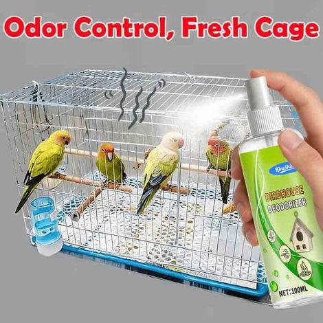 Vogelkotreiniger, Vogelkäfigreiniger, Papageienkäfigentferner, zersetzt Vogelkot, Vogelkäfig-Geruchsentferner-Spray. (1/5)