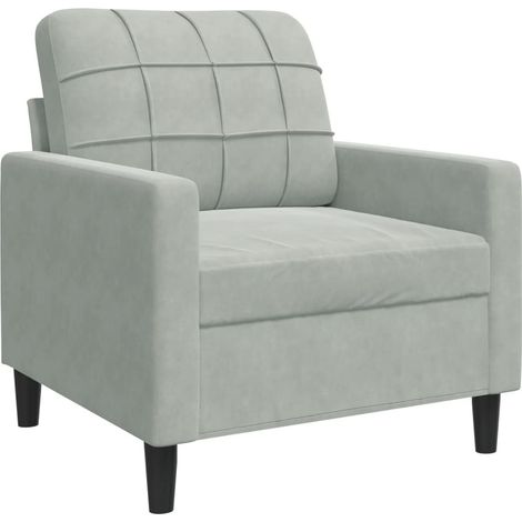 Fauteuil de Salon，Chaise，Fauteuil Gris clair 60 cm Velours CFW336895 (1/5)