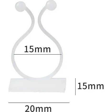 (Blanc - M, 20 pièces) 20 clips de fixation pour plantes grimpantes, crochets de fixation pour rotin, tuteurs auto-adhésifs invisibles pour plantes grimpantes. (1/4)