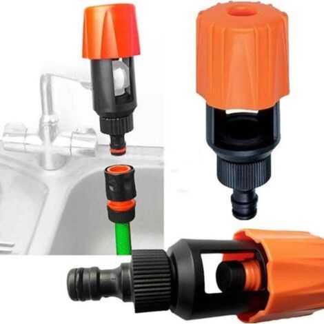 Adaptateur de Robinet de Cuisine Universel - Connecteur Tuyau d'Arrosage, 2 pcs (Orange) (1/3)