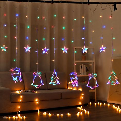Rideau lumineux LED Noël trio multicolore modèle solaire avec télécommande 20 × 11 × 22 cm 500 g – Livraison gratuite
