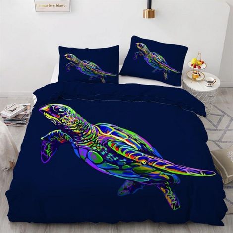 Bettwäsche-Set Meeresschildkröte 200x200 cm 3-teilig Mikrofaser mit Reißverschluss