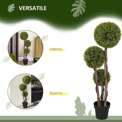 - Planta artificial de boj en forma de esfera, planta falsa con maceta incluida y base reforzada, altura 115 cm. (1/4)