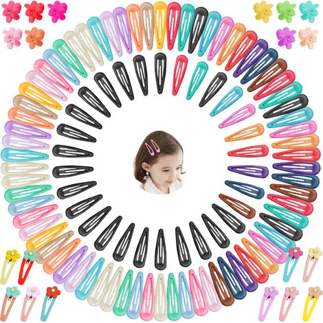 Hair Clip - Metal - 110 Pieces - Assorted Candy Colors - for Girls Women Babies - with Storage Bag (1/5)