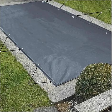 Couverture de sécurité pour piscine, 13 x 26 pieds, s'adapte à une piscine de 12 x 25 pieds, PVC 650-680 g/m², charbon, boulon de sol en acier inoxydable 304 (1/5)