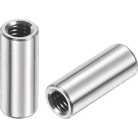 12pcs Manchon Fileté Rond M4 en Acier Inoxydable 304, Écrous Ronds d'Accouplement Connecteurs et Mécaniques Longueur 15mm, Manchon Tige Barre Écrou à Tige pour Support, M4x15x6mm (1/5)