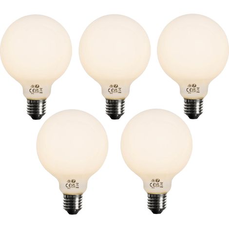 LUEDD Set di 5 Lampadina LED dimmerabile E27 vetro opalino G95 5W 450lm 2700K (1/4)