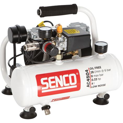 Senco – Compresseur d'air sans huile 4L – Débit 32 l/mn à 6 bar – Ultra portable et léger – Idéal pour clouage et agrafage