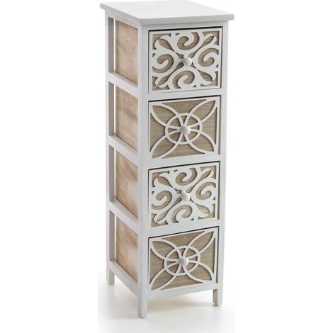 Cassettiera multiuso bagno cucina 4 cassetti in legno cm 26 x 32 x 80 h (1/2)