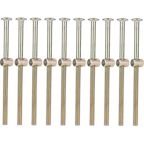 10pcs M6 Vis Boulon Fixation Tête En Acier Au Carbone Avec Écrou À Barrel Fixation Connecteur Meuble Écrou(80mm). (1/5)