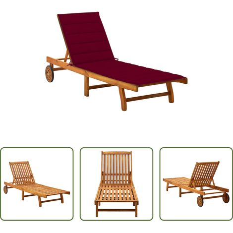 Chaise longue bois - Chaise longue de jardin avec coussin Bois d'acacia solide (1/5)