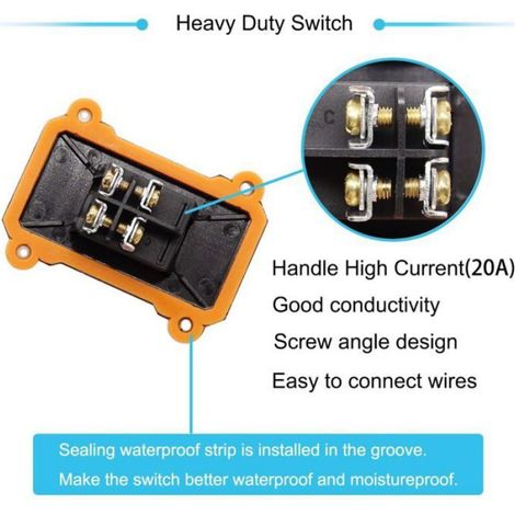 Interrupteur De Câble - IP67 Étanche - DPST 4 Bornes - 220 V AC - Pour Usage Extérieur - 1 Pièce (1/4)
